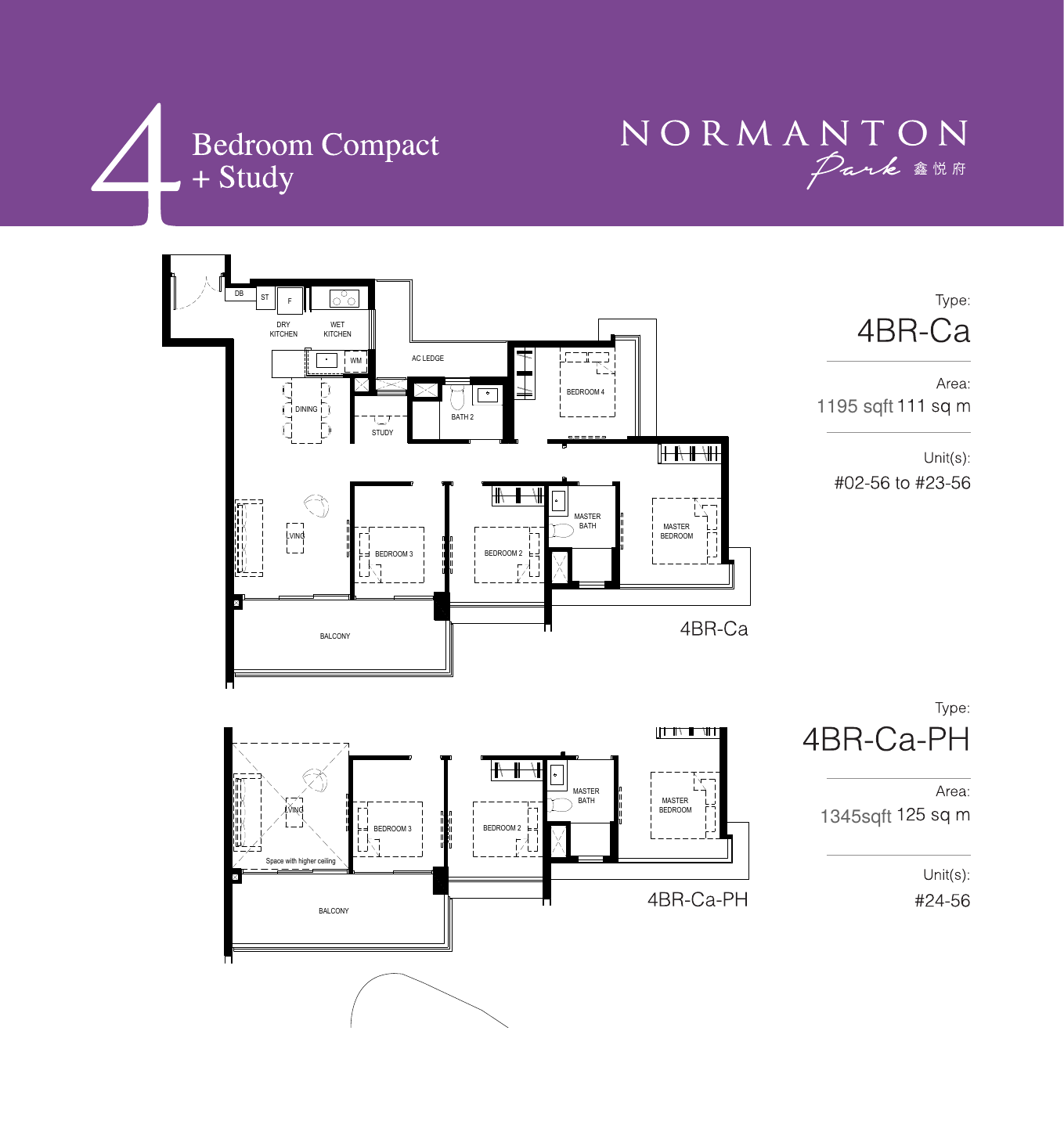 4-Bedroom Compact + Study layouts