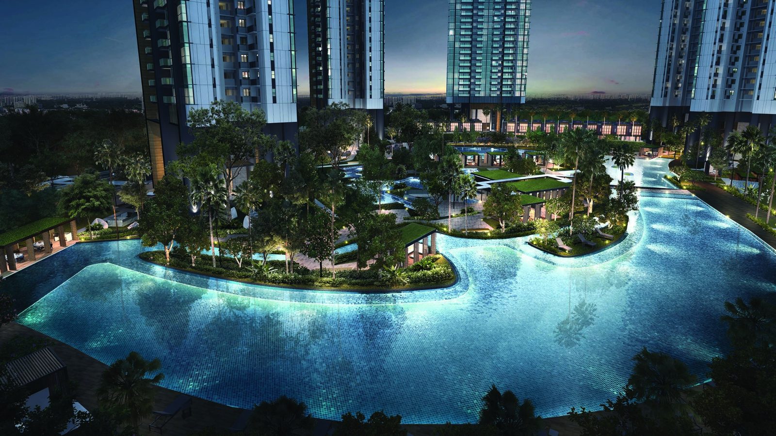 Pools at dusk (artist’s impression)
